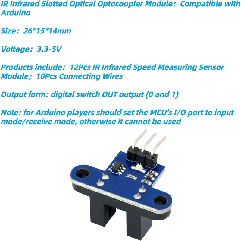 MTDELE 12Pcs IR Sensor IR Infrared Slotted Optical Optocoupler Module 3.3V to 5V Photo Interrupter Sensor Compatible with Arduino - Image 3
